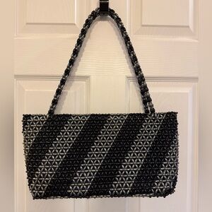 Vintage Black and Gray Beaded Women's Handbag